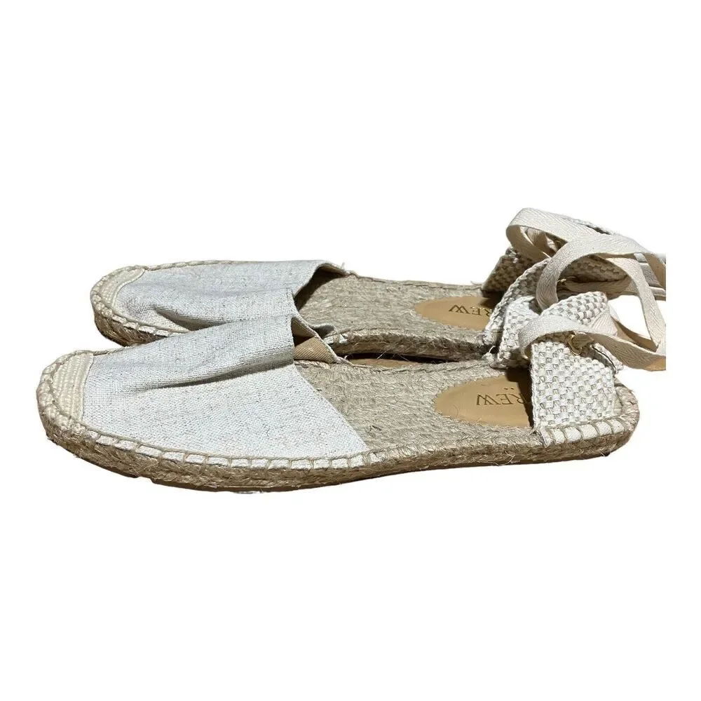 J Crew Shoes WMNS 7.5 D'Orsay‎ Lace-up Espadrilles Beige Gold AX839 Classic Tie
